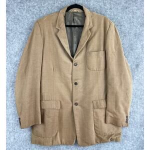 Vintage Holman Corduroy Blazer Sport Coat Mens 44L Tan Brown 3 Button 60s